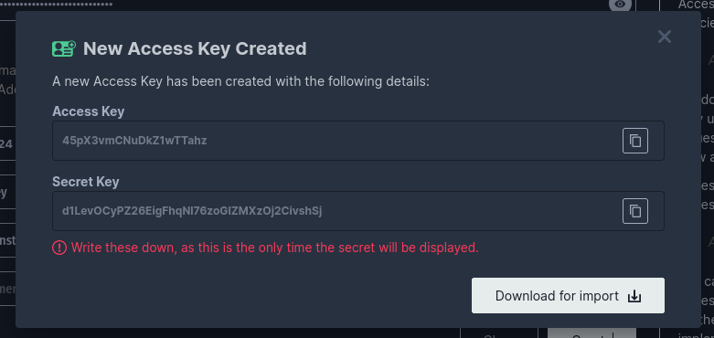 minio access keys recap